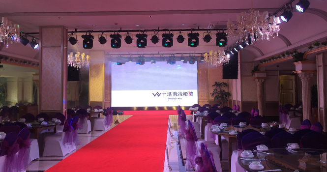 宴会厅采用专业线阵音响系统