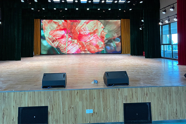 四川眉山学校茄子短视频污双10寸线阵音响成功应用多功能体育馆