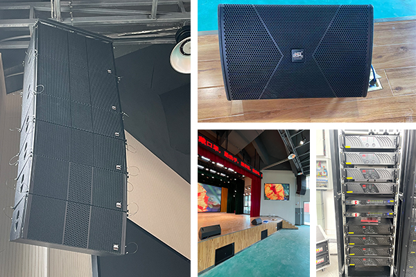 四川眉山学校茄子短视频污双10寸线阵音响成功应用多功能体育馆